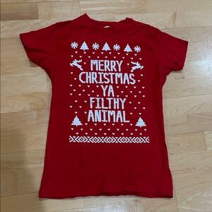 Red Christmas Ya Filthy Animal T-Shirt